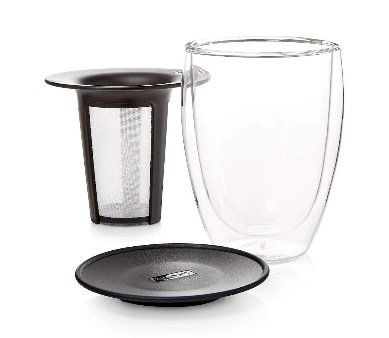 Picture Bodum Double Wall Glass Mug & Tea Strainer - 12oz