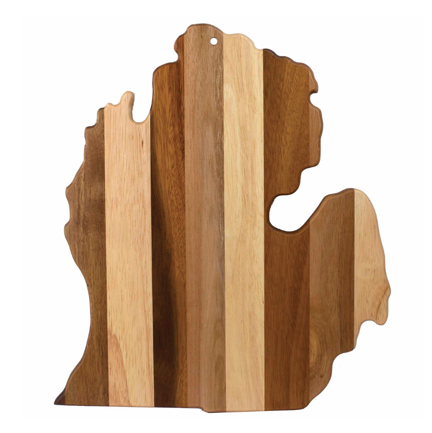 Picture Michigan Shiplap Map - Bamboo Cutting & Serving Board