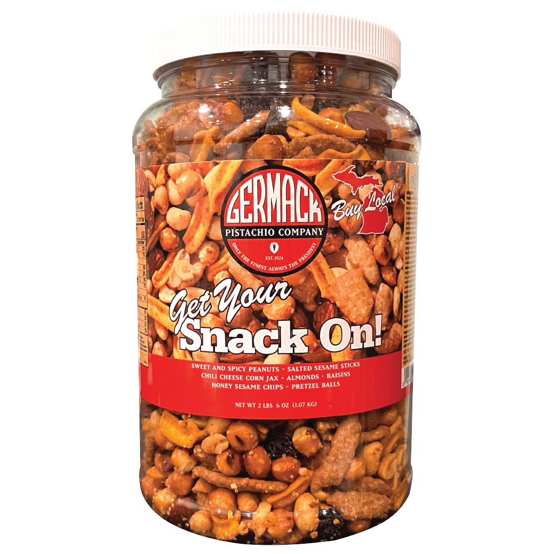 Picture Snack On (Peanuts, Sesame Sticks, Chili Corn, Almonds, Raisins, Sasame Chips, Pretzel) 38oz