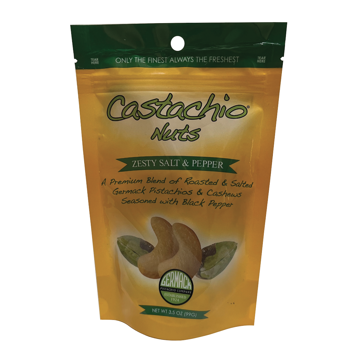 Picture Castachio Nuts - Zesty Salt & Pepper Pistachios & Cashews  3.5 OZ.  C12