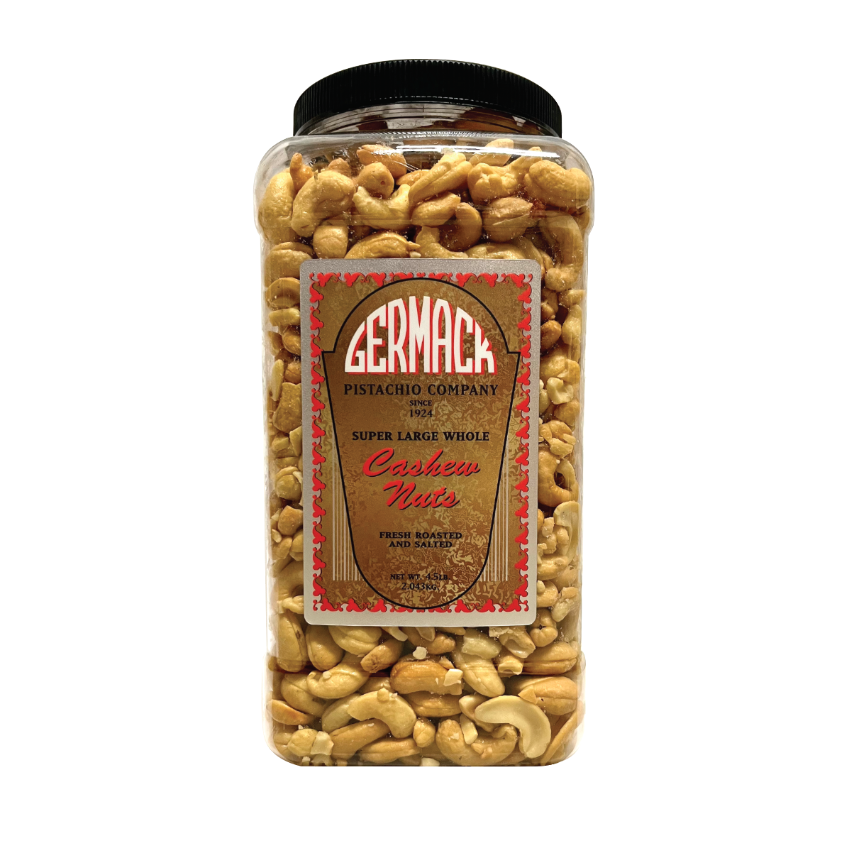 Picture Cashews - Super Large, Whole - Roasted, Salted - 4.5lb Jar