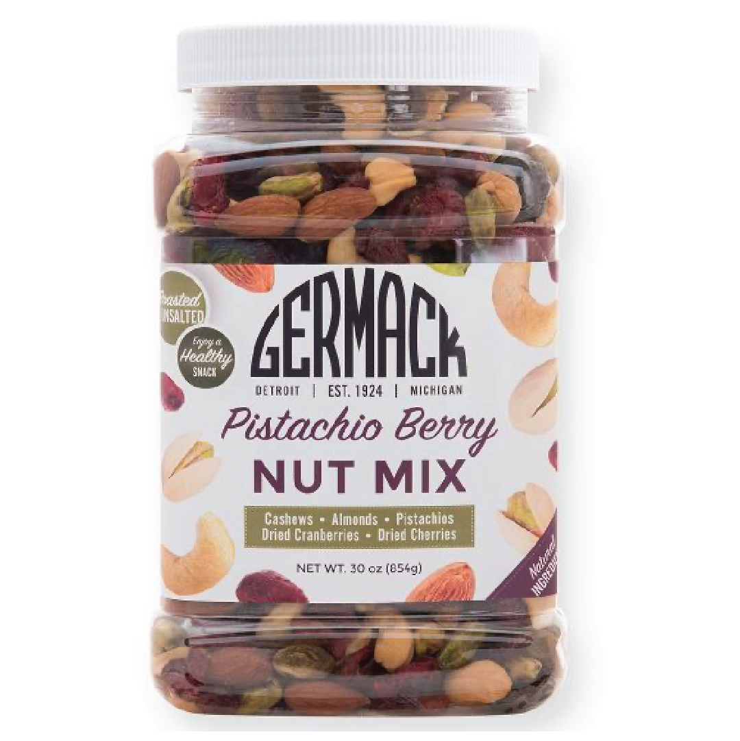 Picture Pistachio Berry Nut Mix (Cherries, Cranberries, Cashews Almonds, Pistachios) 30 oz. Jar.